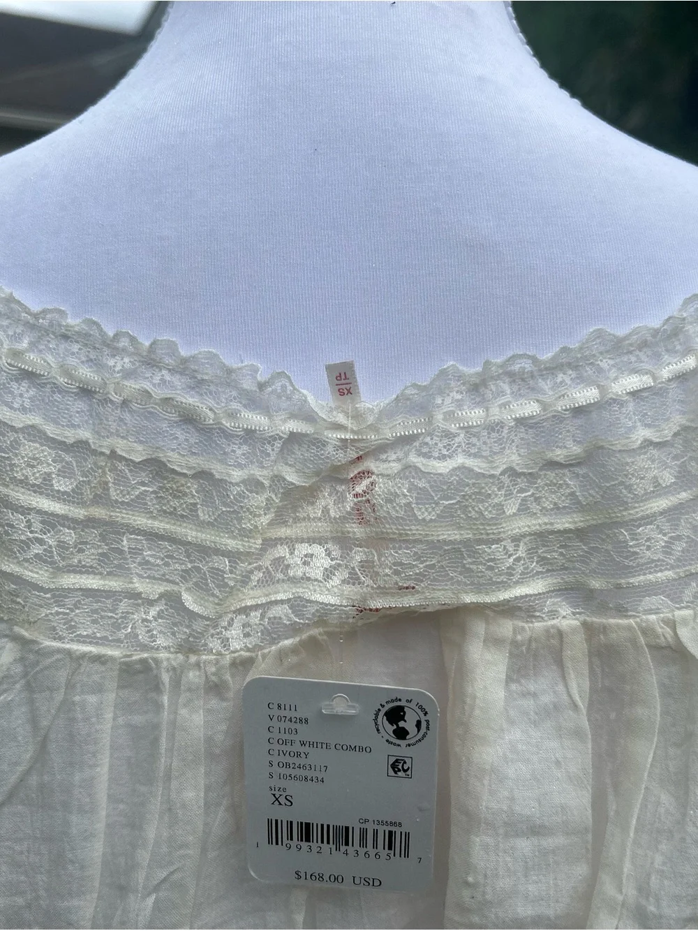 NWT🌷(XS) Free People She’s a Romantic Boat Neck Bell Sleeve Lace Paneling Blouse